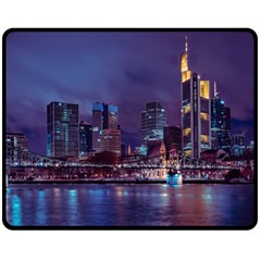 Frankfurt City Skyline Skyscraper Two Sides Fleece Blanket (medium) by Sarkoni