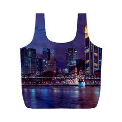 Frankfurt City Skyline Skyscraper Full Print Recycle Bag (m) by Sarkoni