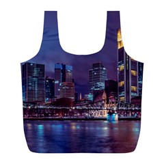 Frankfurt City Skyline Skyscraper Full Print Recycle Bag (l) by Sarkoni