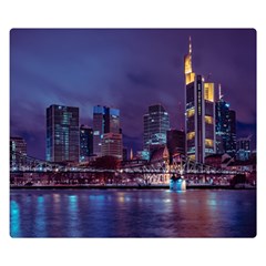 Frankfurt City Skyline Skyscraper Two Sides Premium Plush Fleece Blanket (small) by Sarkoni