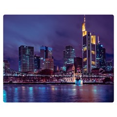 Frankfurt City Skyline Skyscraper Two Sides Premium Plush Fleece Blanket (medium) by Sarkoni