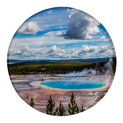 Mountains Trail Forest Yellowstone Round Glass Fridge Magnet (4 Pack) by Sarkoni