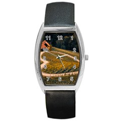 Vineyard Agriculture Farm Autumn Barrel Style Metal Watch