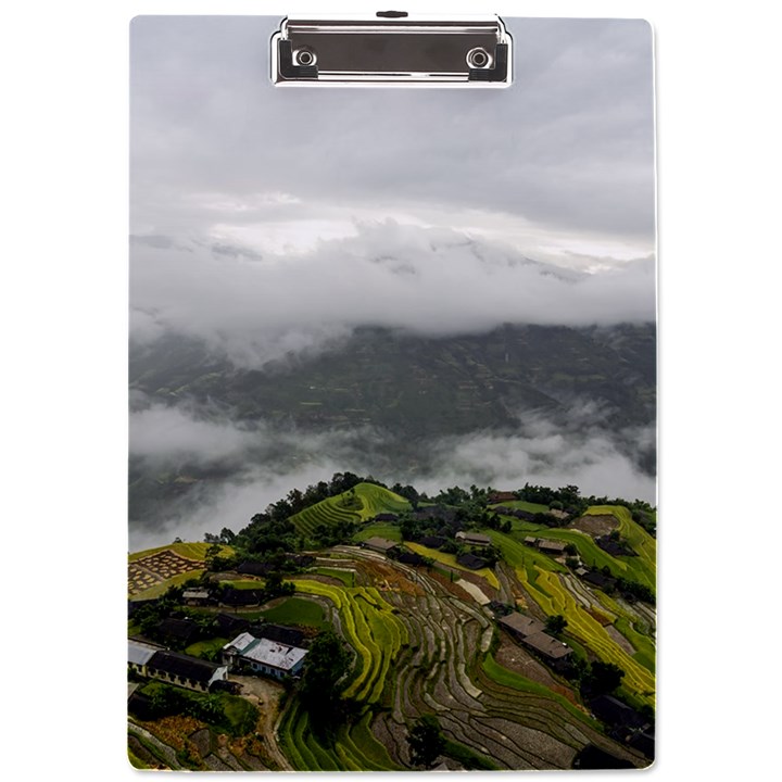 Residential Paddy Field Step Cloud A4 Acrylic Clipboard