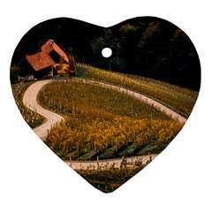 Vineyard Agriculture Farm Autumn Heart Ornament (two Sides) by Sarkoni