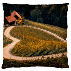 Vineyard Agriculture Farm Autumn Large Cushion Case (one Side) by Sarkoni