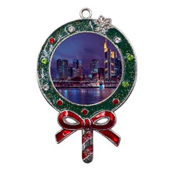 Frankfurt City Skyline Skyscraper Metal X mas Lollipop With Crystal Ornament