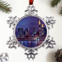 Frankfurt City Skyline Skyscraper Metal Large Snowflake Ornament by Sarkoni