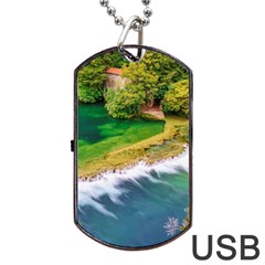 River Waterfall Dog Tag Usb Flash (two Sides) by Sarkoni