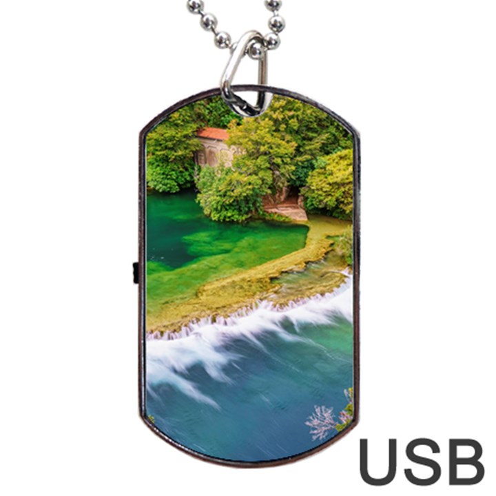 River Waterfall Dog Tag USB Flash (Two Sides)