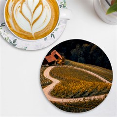 Vineyard Agriculture Farm Autumn Uv Print Round Tile Coaster by Sarkoni