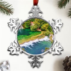 River Waterfall Metal Small Snowflake Ornament by Sarkoni