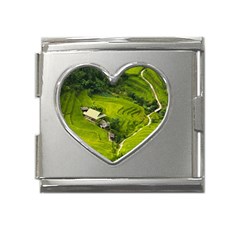 Apartment Curve Path Step Mega Link Heart Italian Charm (18mm) by Sarkoni