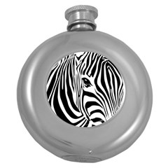 Animal Cute Pattern Art Zebra Round Hip Flask (5 Oz) by Amaryn4rt