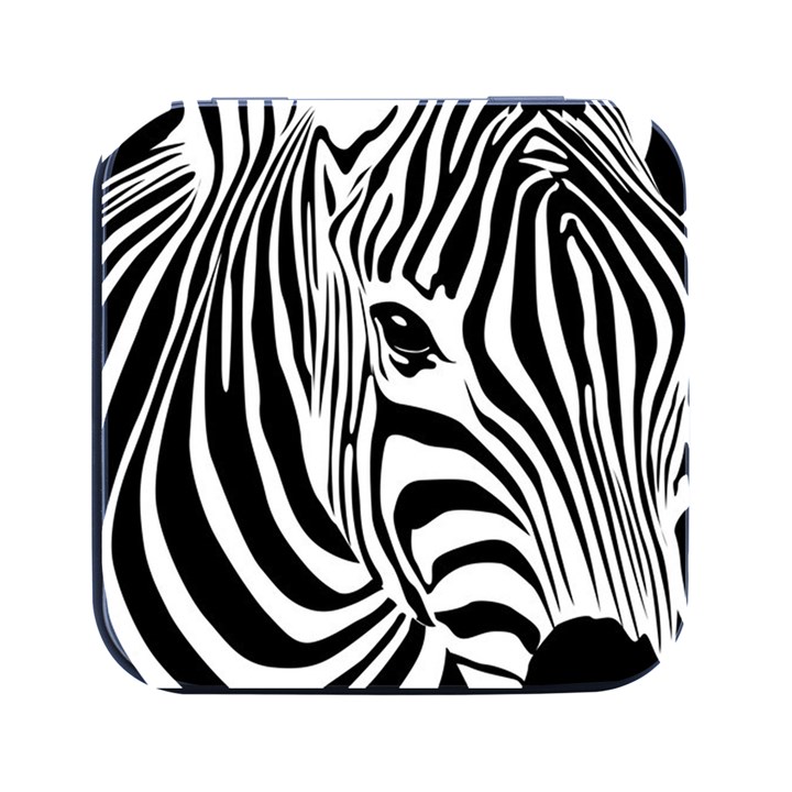 Animal Cute Pattern Art Zebra Square Metal Box (Black)