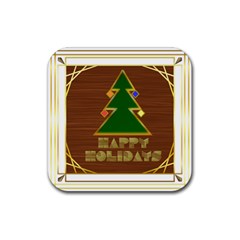 Art Deco Holiday Card Rubber Coaster (square)