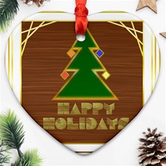 Art Deco Holiday Card Heart Ornament (two Sides) by Amaryn4rt