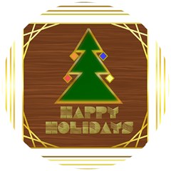 Art Deco Holiday Card Wooden Puzzle Round by Amaryn4rt