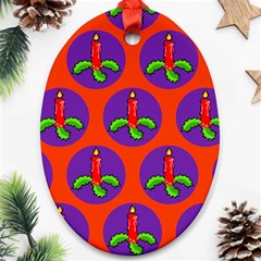 Christmas Candles Seamless Pattern Oval Ornament (two Sides) by Amaryn4rt