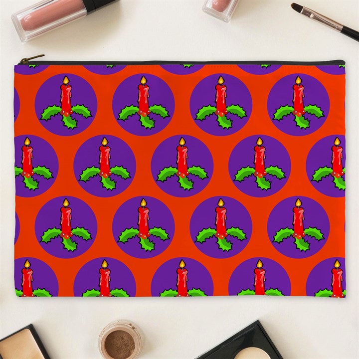 Christmas Candles Seamless Pattern Cosmetic Bag (XXXL)