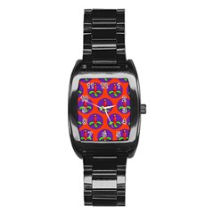 Christmas Candles Seamless Pattern Stainless Steel Barrel Watch by Amaryn4rt