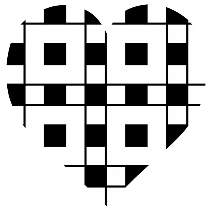 Black And White Pattern Wooden Puzzle Heart