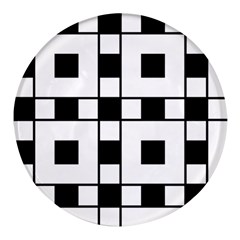 Black And White Pattern Round Glass Fridge Magnet (4 pack)