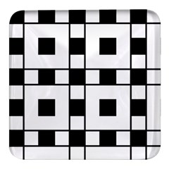 Black And White Pattern Square Glass Fridge Magnet (4 pack)