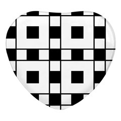 Black And White Pattern Heart Glass Fridge Magnet (4 pack)