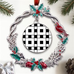 Black And White Pattern Metal X mas Wreath Holly leaf Ornament