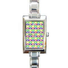 Colorful Seamless Pattern Rectangle Italian Charm Watch by Amaryn4rt