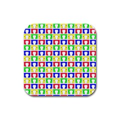 Colorful Seamless Pattern Rubber Square Coaster (4 Pack) by Amaryn4rt