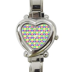 Colorful Seamless Pattern Heart Italian Charm Watch by Amaryn4rt