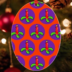 Christmas Candles Seamless Pattern Uv Print Acrylic Ornament Oval by Amaryn4rt