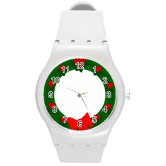 Holiday Wreath Round Plastic Sport Watch (m) by Amaryn4rt