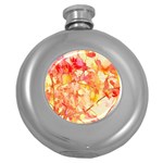 Monotype Art Pattern Leaves Colored Autumn Round Hip Flask (5 oz) Front