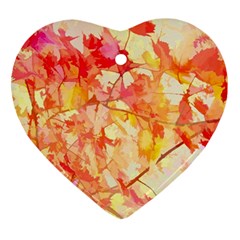 Monotype Art Pattern Leaves Colored Autumn Heart Ornament (two Sides) by Amaryn4rt