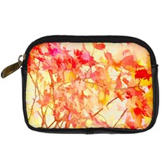 Monotype Art Pattern Leaves Colored Autumn Digital Camera Leather Case by Amaryn4rt