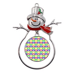 Colorful Seamless Pattern Metal Snowman Ornament