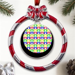 Colorful Seamless Pattern Metal Red Ribbon Round Ornament by Amaryn4rt