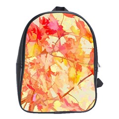 Monotype Art Pattern Leaves Colored Autumn School Bag (xl) by Amaryn4rt