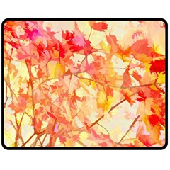 Monotype Art Pattern Leaves Colored Autumn Two Sides Fleece Blanket (medium) by Amaryn4rt