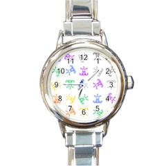 Rainbow Clown Pattern Round Italian Charm Watch by Amaryn4rt