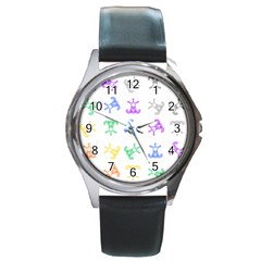 Rainbow Clown Pattern Round Metal Watch by Amaryn4rt