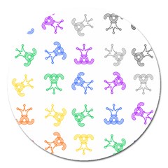 Rainbow Clown Pattern Magnet 5  (round) by Amaryn4rt