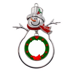 Holiday Wreath Metal Snowman Ornament