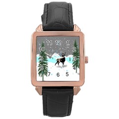 Rocky Mountain High Colorado Rose Gold Leather Watch  by Amaryn4rt