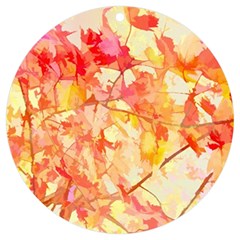 Monotype Art Pattern Leaves Colored Autumn Uv Print Acrylic Ornament Round by Amaryn4rt