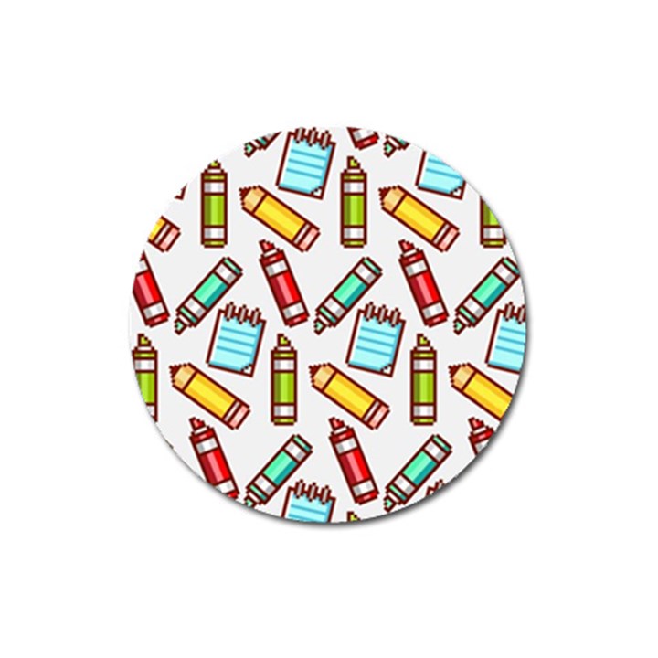 Seamless Pixel Art Pattern Magnet 3  (Round)