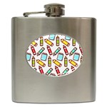 Seamless Pixel Art Pattern Hip Flask (6 oz) Front